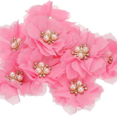 Unique Bargains Rhinestone Pearl Chiffon Flower For DIY Craft Wedding Party 10 Pcs - Image 18