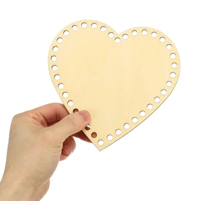 Unique Bargains Blank Wood DIY Craft Home Decoration Heart Crochet Basket Bottom 6 Pcs - Image 2