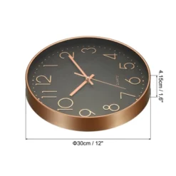 Unique Bargains Office Bedroom Decorative Battery Operated Silent Non Ticking Round Wall Clock 12 Inch