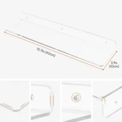 Unique Bargains Acrylic Waterproof Bathroom Floating Shelf 15.7 X 3.9 X 2 Inch