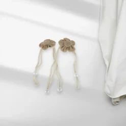 Unique Bargains Curtain Tiebacks Flower Pin-on Cotton Linen Coffee Color 2 Pcs