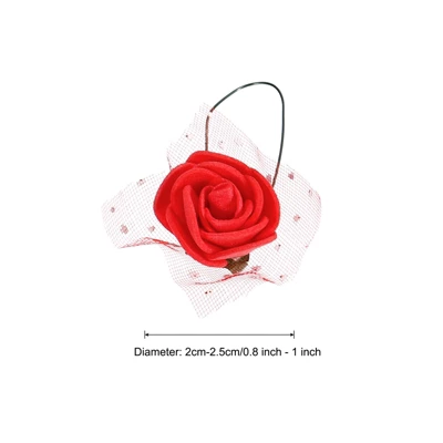 Unique Bargains Mini DIY Craft Decoration Artificial Rose Flower Head 72 Pcs Red