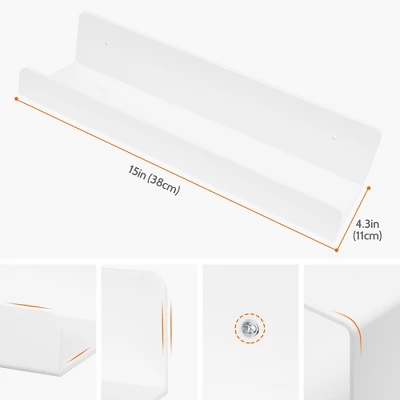 Unique Bargains Bathroom Bedroom Living Room Kitchen Room Acrylic Wall Display Shelf White