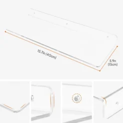 Unique Bargains Acrylic Floating Wall-mounted Shelves For Bathroom Bedroom