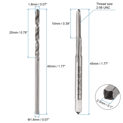 Unique Bargains 6542 High Speed Steel M2 Screw Metric Straight Flute Thread Tap And Twist Drill Set