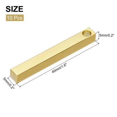 Unique Bargains DIY Jewelry Making Column Rectangle Pendants With Hole 1.6" 10 Pcs Gold