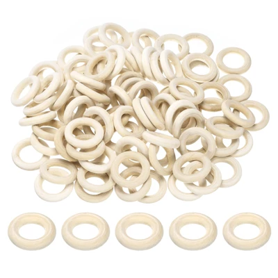 Unique Bargains Natural Wood DIY Craft Activity Kits Unfinished Solid Rings 100 Pcs - Image 3