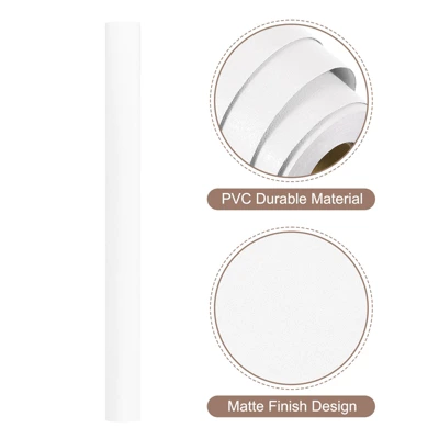 Unique Bargains Wallpaper, Peel And Stick Wallpaper Contact Paper Solid Color Vinyl Self-Adhesive Wall Paper Decorative White 590" X 23.6" - Image 2