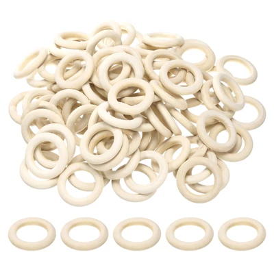 Unique Bargains Natural Wood DIY Craft Activity Kits Unfinished Solid Rings 100 Pcs - Image 6