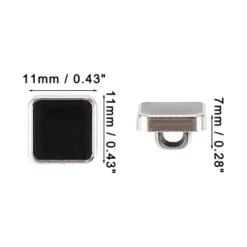 Unique Bargains Women's Square Buttons Black 10 Pcs