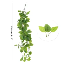 Unique Bargains Fake Vines Plastic Faux Greenery Leaves 41.3" Green 2 Pcs
