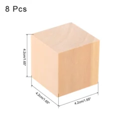 Unique Bargains DIY Craft Square Dowels Basswood Carving Blocks 8 Pcs 1.6"x1.6"x1.6"