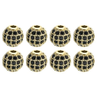 Unique Bargains Round Brass Rhinestone DIY Bracelets Earrings Charm Spacer Beads 8 Pcs - Image 6