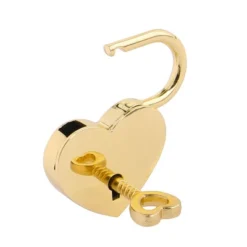 Unique Bargains Metal Luggage Bag Heart Shaped Security Lock Padlock With Key Gold Tone