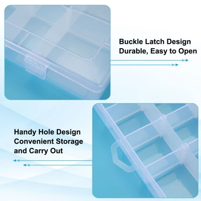 Unique Bargains Plastic Nail Bead Art Supplies Fishing Tools Craft Organizer 13.6x8.6x1.9 Inch 3 Pcs - Image 2