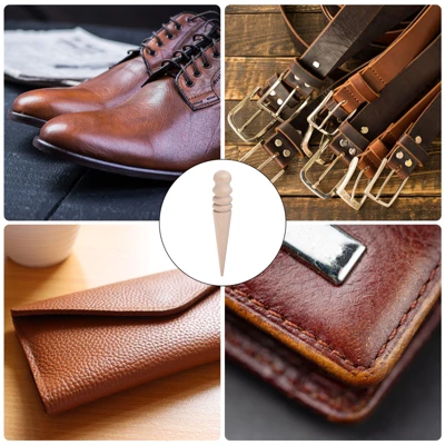 Unique Bargains 4 Grooves Round Solid Wood Leather Edge Burnisher Tool 5.79 Inch 3 Pcs - Image 4