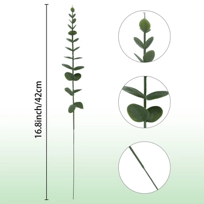 Unique Bargains Greenery Decoration Plastic Artificial Plants 16.8" 15 Pcs