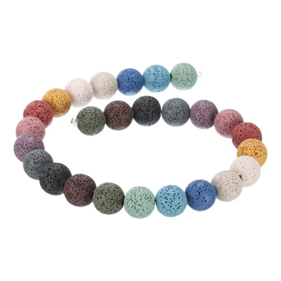 Unique Bargains Natural Volcanic Rock Colorful Textured Surface Porous Loose Beads Bulk 26 Pcs - Image 2