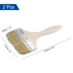 Unique Bargains Bristle Wall Treatment Tool Paint Brush With Wood Handle 2 Pcs