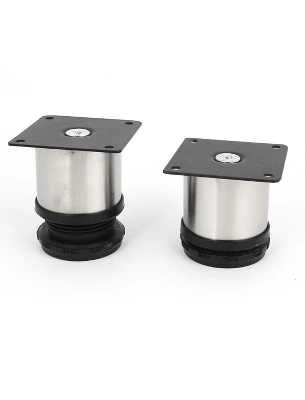 Unique Bargains Adjustable Round Stand Cabinet Sofa Table Feet 2.4" High Silver Tone 4 Pcs - Image 2