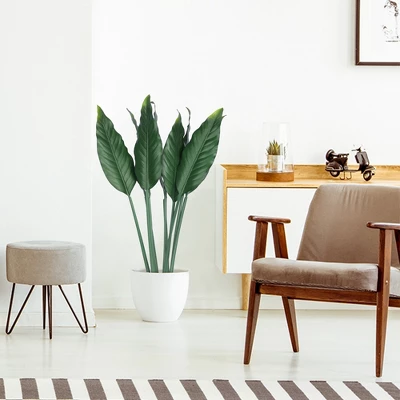 Unique Bargains Plastic Artificial Fake Stem Leaf Branches Decor Green 10 Pcs - Image 2