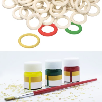Unique Bargains Natural Wood DIY Craft Activity Kits Unfinished Solid Rings 100 Pcs - Image 2