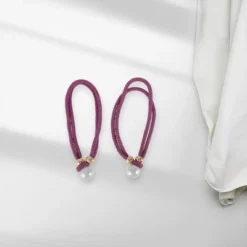 Unique Bargains Curtain Tiebacks Faux Pearl Strand Polyester Purple 2 Pcs