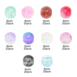Unique Bargains 8mm Round Glass Beads For Bracelets For Making Bracelet Making DIY Crafts, Assorted Colors 200 Pcs