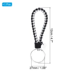 Unique Bargains Braided PU Leather Wallet Keychain With Stainless Steel Key Ring