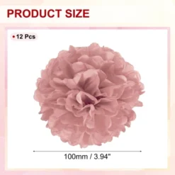 Unique Bargains Birthday Bachelorette Wedding Party Paper Pom Poms Flower Ball Kit 12 Pcs