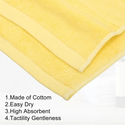 Unique Bargains Soft Absorbent Cotton Bath Towel For Bathroom Kitchen Shower Towel Classic Design 3 Pcs - Image 2