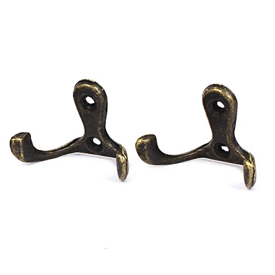 Unique Bargains Wall Mounted Clothes Coat Hat Metal Vintage Style Double Hooks Bronze Tone 5 Pcs - Image 2