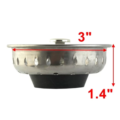 Unique Bargains Stainless Steel Plastic Kitchen Bathroom Sink Strainer 3.3" Dia Black Silver Tone 1 Pc