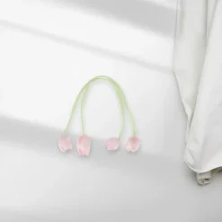 Unique Bargains Curtain Tiebacks Tulip-Shaped Fabric Pink 2 Pcs