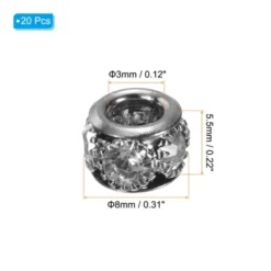 Unique Bargains Rhinestone Large Hole Crystal Beads 0.31" 20 Pcs