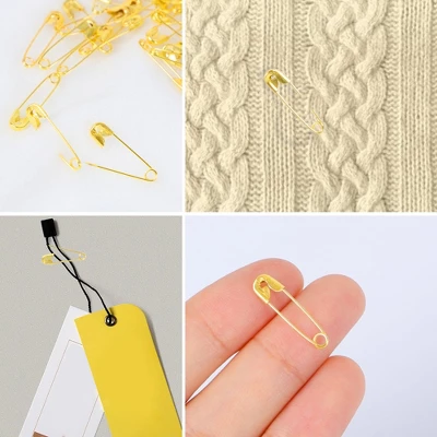 Unique Bargains Clothes Trimming Metal Safety Pins With A Plastic Bag Gold Tone 90 Pcs - Image 3