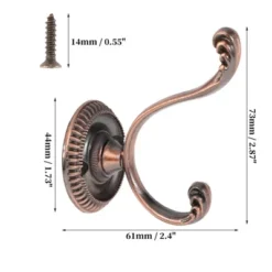 Unique Bargains Vintage Clothes Hooks Door Hooks Bronze Tone 4 Pcs