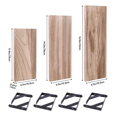 Unique Bargains Wooden Floating Wall-Mounted Shelves For Bathroom Bedroom 4 Pcs - Image 2