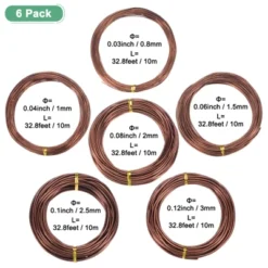 Unique Bargains Anodized Aluminum Bonsai Training Wire 6 Rolls 0.03/0.04/0.06/0.08/0.1/0.12 Inch