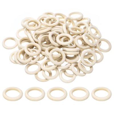 Unique Bargains Natural Wood DIY Craft Activity Kits Unfinished Solid Rings 100 Pcs - Image 4