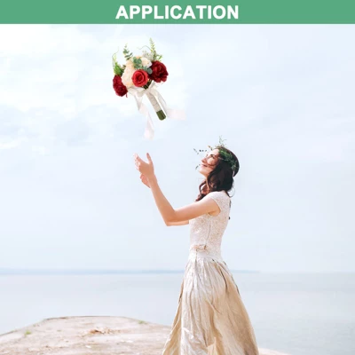 Unique Bargains Wedding Artificial Bouquet Multicolor Artificial Flower 7.9" X 8.3" Multicolor 1 Pc - Image 4