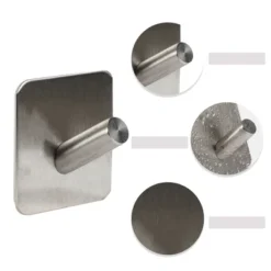 Unique Bargains Bathroom Adhesive Hooks Silver Tone 2 Pcs