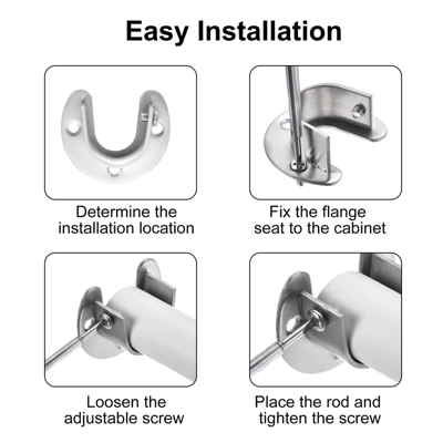 Unique Bargains Stainless Steel U-Shaped Design Closet Rod Brackets - Image 3