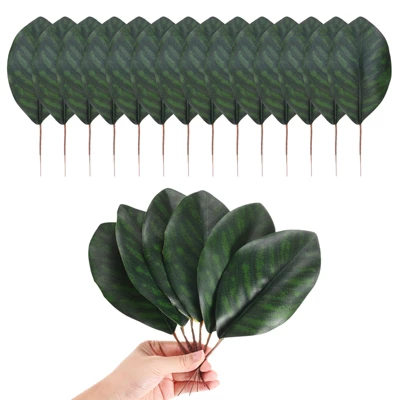 Unique Bargains Durable Fake Leaf Writable Artificial Green Leaf With Stems 20 Pcs - Image 7