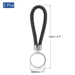 Unique Bargains PU Braided Leather Keychain For Bag Wallet Decoration 2 Pcs