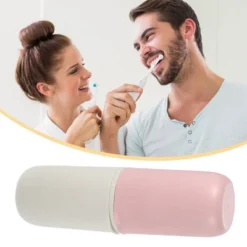 Unique Bargains Portable Toothbrush Cases Traveling Toothbrush Holders Bamboo Fiber 7.87"x2.48"x2.36" 1 Pcs