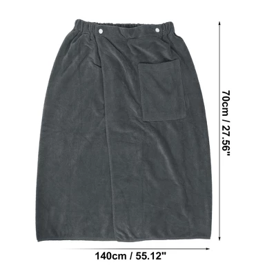 Unique Bargains Men's Bath Wrap Towel For Shower Spa Adjustable Robes With Hair Dry Cap 2 Pcs - Image 3