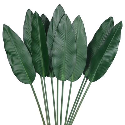 Unique Bargains Plastic Artificial Fake Stem Leaf Branches Decor Green 10 Pcs - Image 7