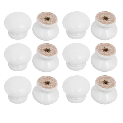 Unique Bargains Cabinet Drawer Single Hole Wooden Pull Knobs Handles White 1.1" X 0.9" 12 Pcs - Image 4
