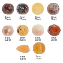 Unique Bargains 8mm Round Glass Beads For Bracelets Glass Beads For Making Bracelet Making DIY Crafts 200 Pcs 1 Set